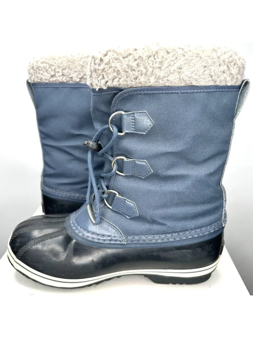 Sorel Yoot Pac Snow Boots Youth 6 Blue Waterproof Faux Fur Warm Winter Unisex